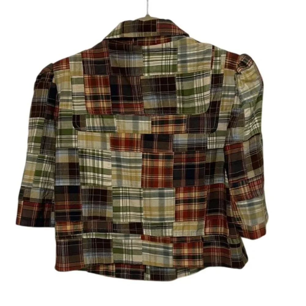Cambridge Dry Goods VTG Madras Patchwork Plaid Cropped Jacket Womens Size Small - Picture 5 of 12